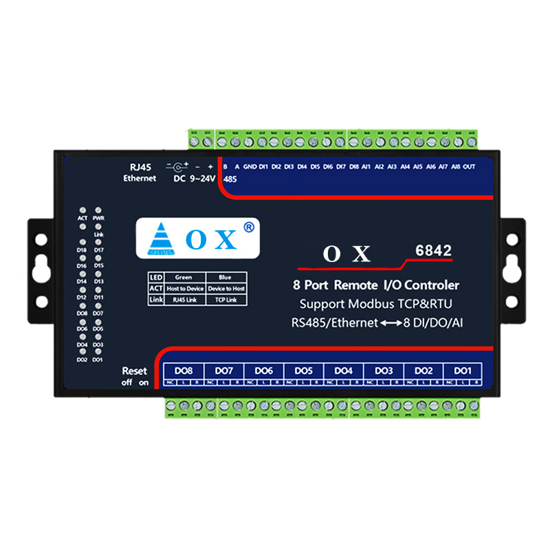 8路DI 8路DO 8路AI輸入 遠(yuǎn)程IO控制器 OX-IO6842/6802/6844/6844N