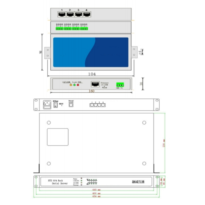 串口網(wǎng)關(guān) 通訊管理機 歐鑫通MTU-604系列