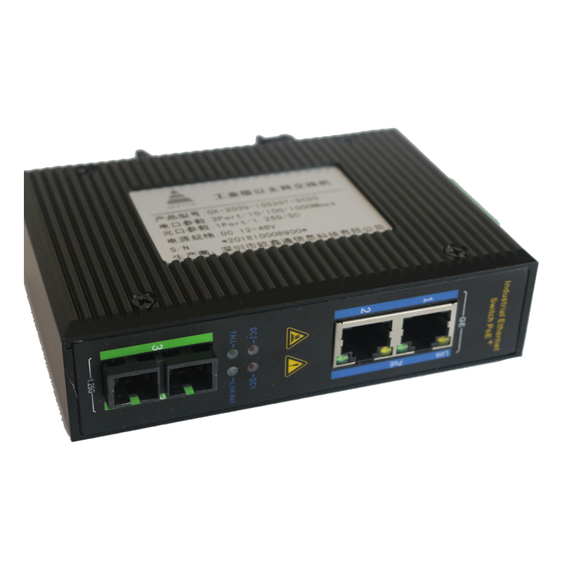 1光2電千兆工業(yè)級以太網(wǎng)交換機 OX-203G-1GS2GT-SC20