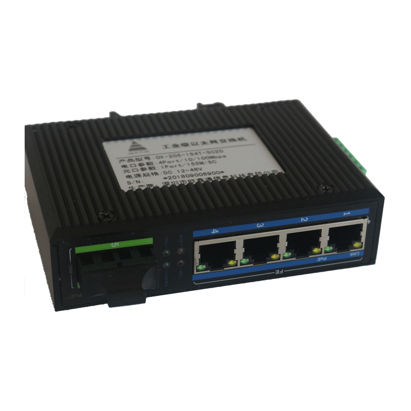 1光4電百兆工業(yè)級(jí)以太網(wǎng)交換機(jī) OX-205-1S4T-SC20